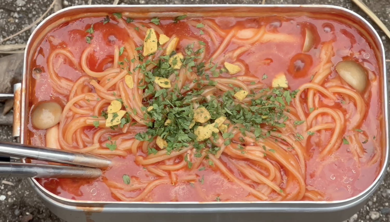 【登山飯】やっぱりトマトパスタが一番！